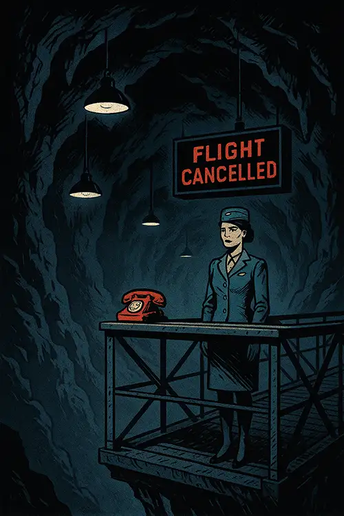 checkin sequence 70's flight uniform A surreal flight checkin sample from the book