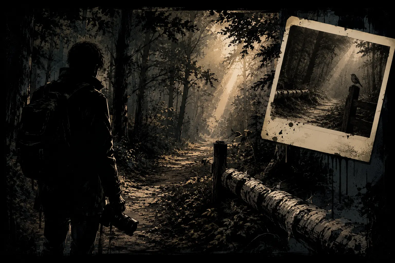 Sunlit woodland path illustrating the mysterious feeling of déjà vu and familiar places